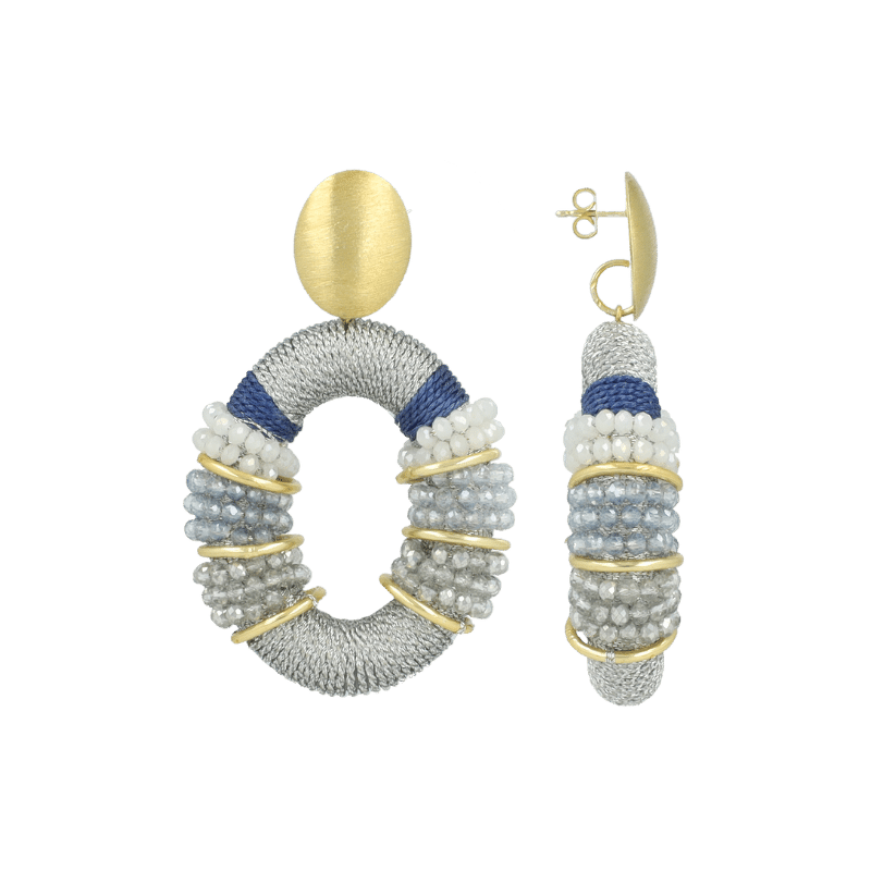 Lott Gioielli Blauwe Oorbellen Elle Combi Oval Deluxe L