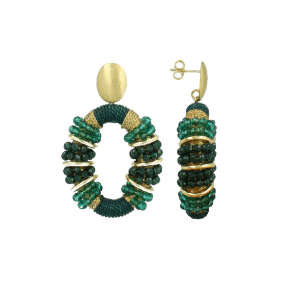 Lott Gioielli Groene Oorbellen Elle Combi Oval Deluxe M
