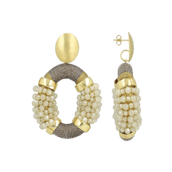 Lott Gioielli Beige Oorbellen Caroline Combi Oval L Premium