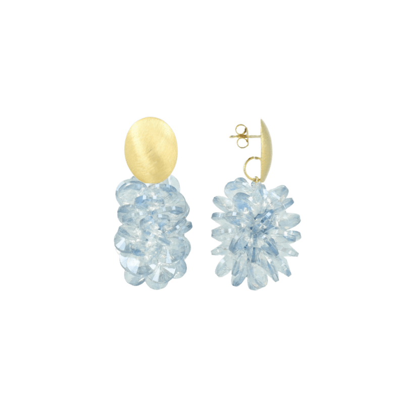 Lott Gioielli Thick Oval Crystal Sequins Ice Blue