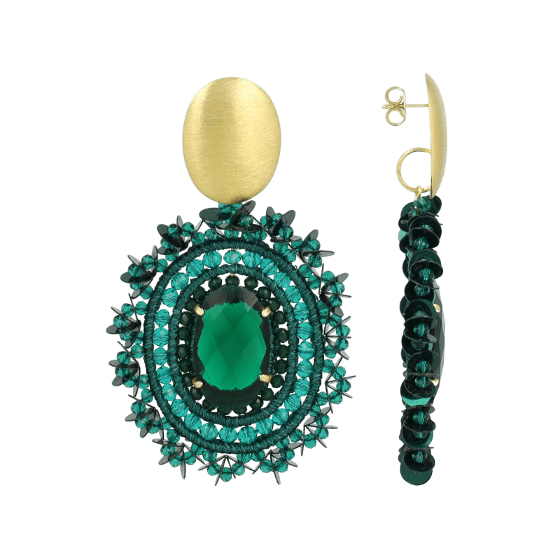 Lott Gioielli Emerald Oorbellen Venna Filled Oval Sequins L
