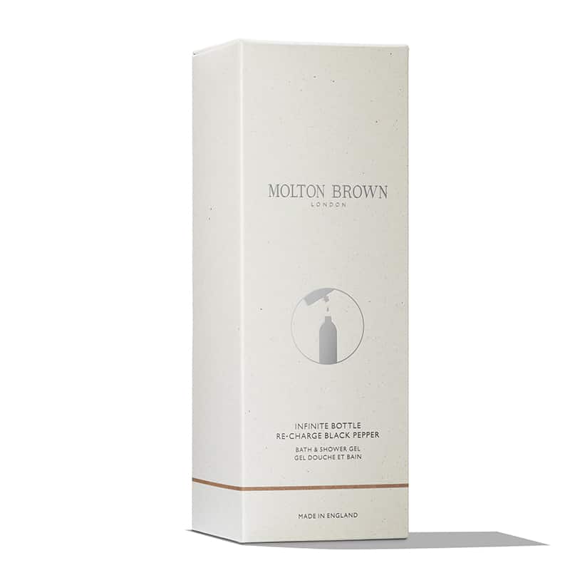 Second image of Molton Brown Re-charge Black Pepper Bath & Shower Gel Infinite Bottle 400 ml