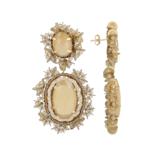 Lott Gioielli Bruine Oorbellen Lara Pendant Earring Double w/ Sequins L