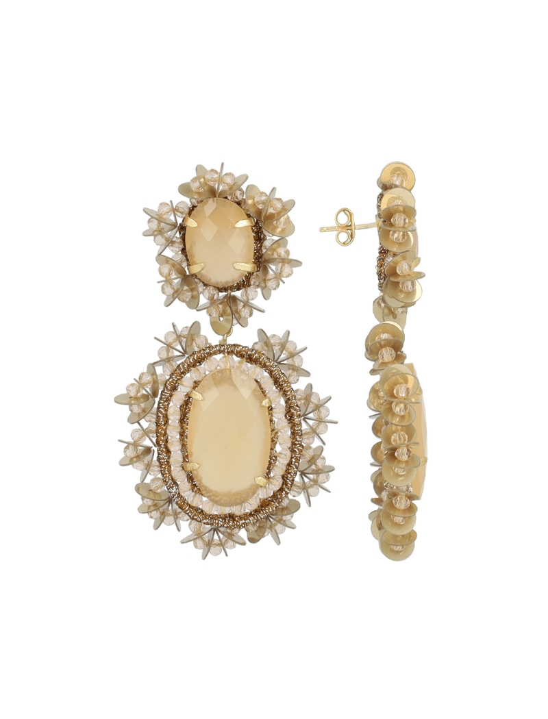 Lott Gioielli Bruine Oorbellen Lara Pendant Earring Double w/ Sequins L