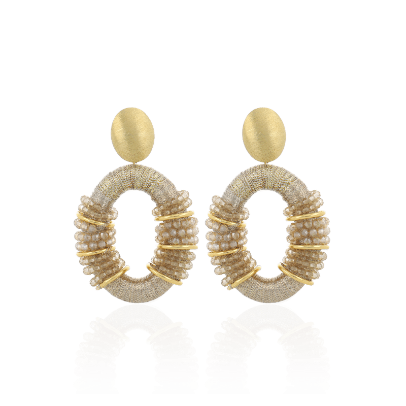 Lott Gioielli Earring Combi Oval Deluxe L Champagne