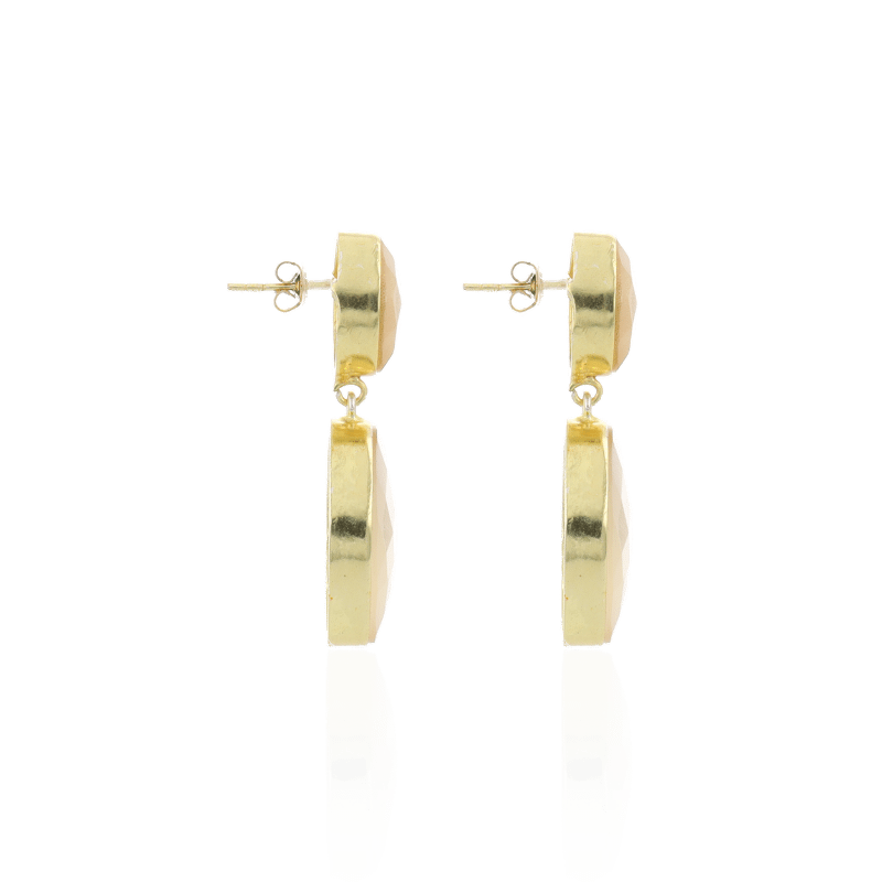 Second image of Lott Gioielli Earring Double Stone Facet Framed L Nude
