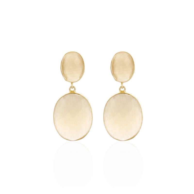 Lott Gioielli Earring Double Stone Facet Framed L Nude