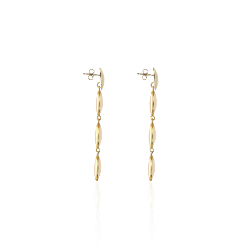 Second image of Lott Gioielli Earring Three Framed Stones Champagne