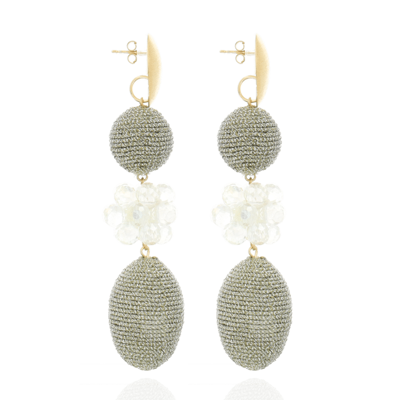 Second image of Lott Gioielli Earring Silk Beaded Triple L Nude