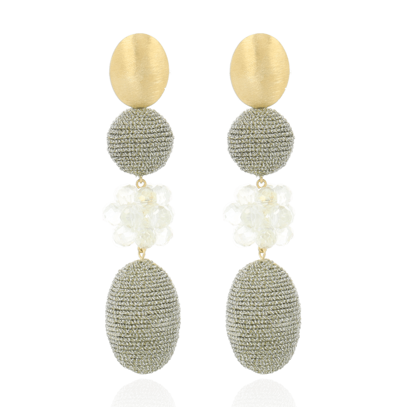Lott Gioielli Earring Silk Beaded Triple L Nude