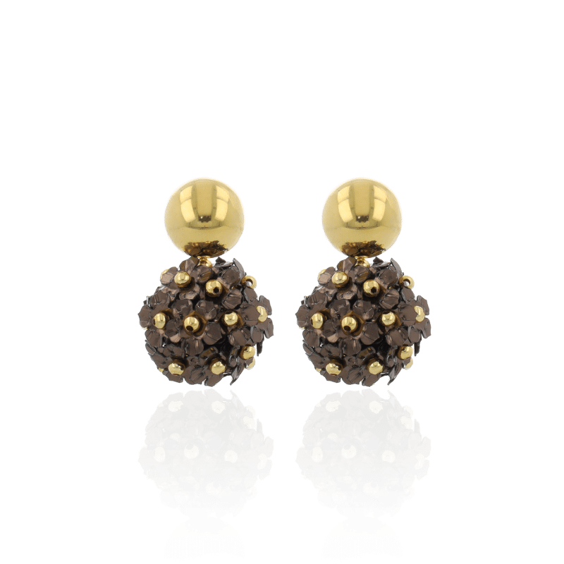 Lott Gioielli Earring Globe Flower Sequins S Brown